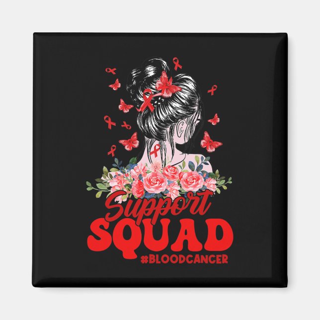 Support Squad Messy Bun Butterfly Red Ribbon Blood Magnet (Framsidan)