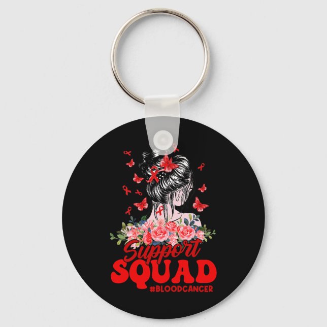 Support Squad Messy Bun Butterfly Red Ribbon Blood Nyckelring (Framsida)