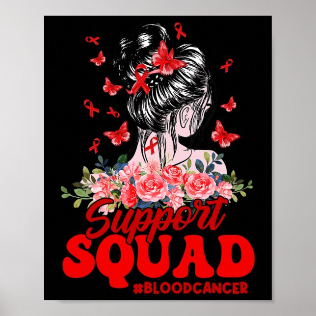 Support Squad Messy Bun Butterfly Red Ribbon Blood Poster (Framsidan)