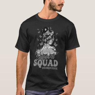 Support Squad Messy Bun Butterfly Zebra Ribbon Rar T Shirt