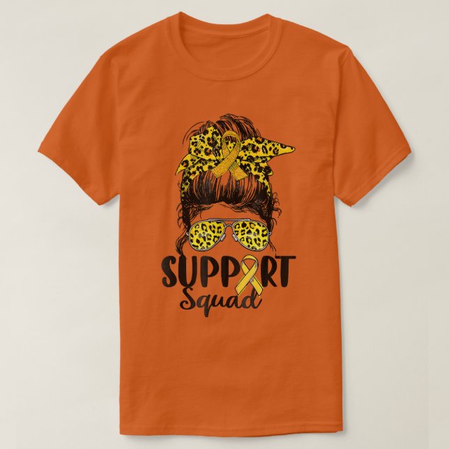 Support Squad Messy Bun Childeness Cancer Awarenes T Shirt (Design framsida)