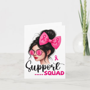 Support Squad Messy Bun Girl Rosa Breast Cancer Wa Kort