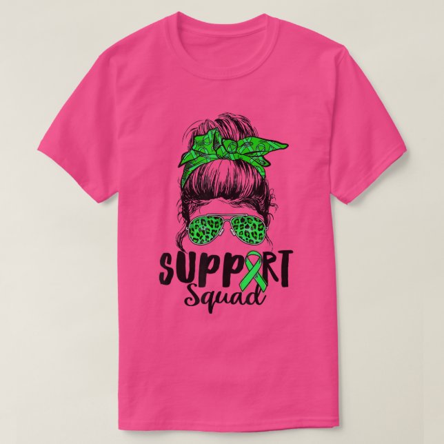 Support Squad Messy Bun Green Mental Health Awaren T Shirt (Design framsida)