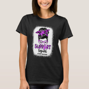 Support Squad Messy Bun Leopard Lila Ribbon Epil T Shirt