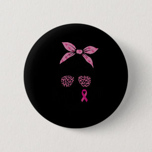 Support Squad Messy Bun Leopard Rosa Breast Cancer Knapp