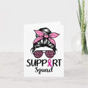 Support Squad Messy Bun Leopard Rosa Breast Cancer Kort