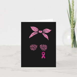 Support Squad Messy Bun Leopard Rosa Breast Cancer Kort