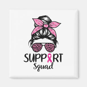 Support Squad Messy Bun Leopard Rosa Breast Cancer Magnet