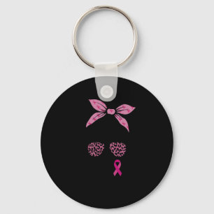 Support Squad Messy Bun Leopard Rosa Breast Cancer Nyckelring