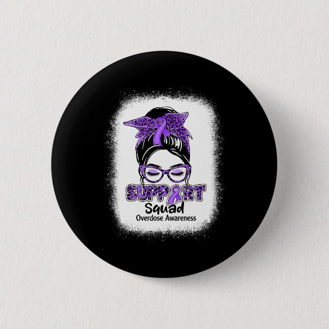 Support Squad Messy Bun Lila Ribbon överdos Awa Knapp (Framsida)