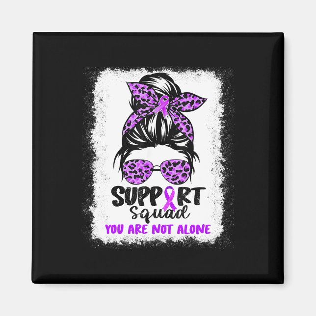 Support Squad Messy Bun Lila Warrior Alzheimer A Magnet (Framsidan)