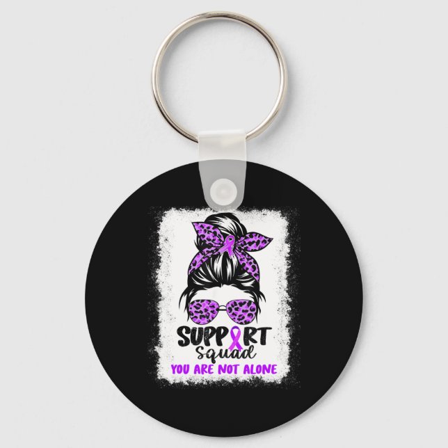 Support Squad Messy Bun Lila Warrior Alzheimer A Nyckelring (Framsida)