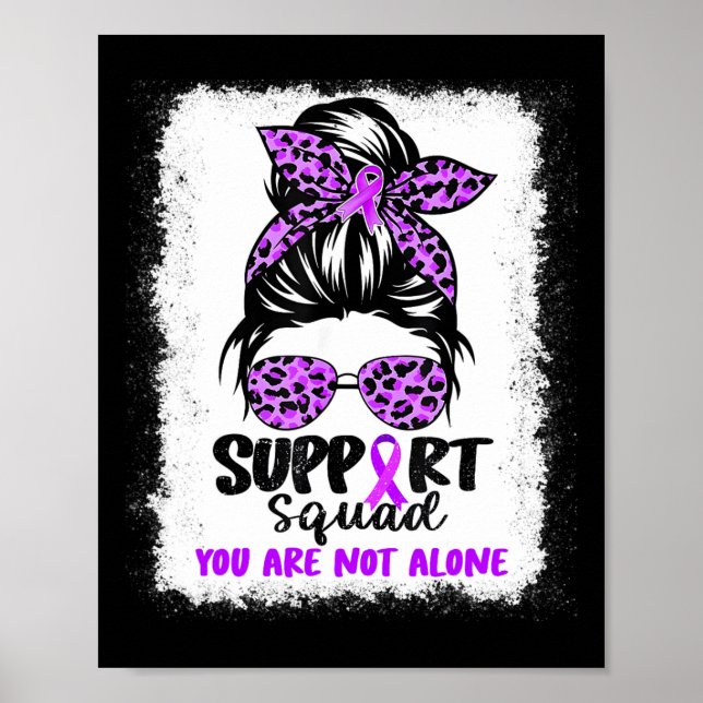 Support Squad Messy Bun Lila Warrior Alzheimer A Poster (Framsidan)