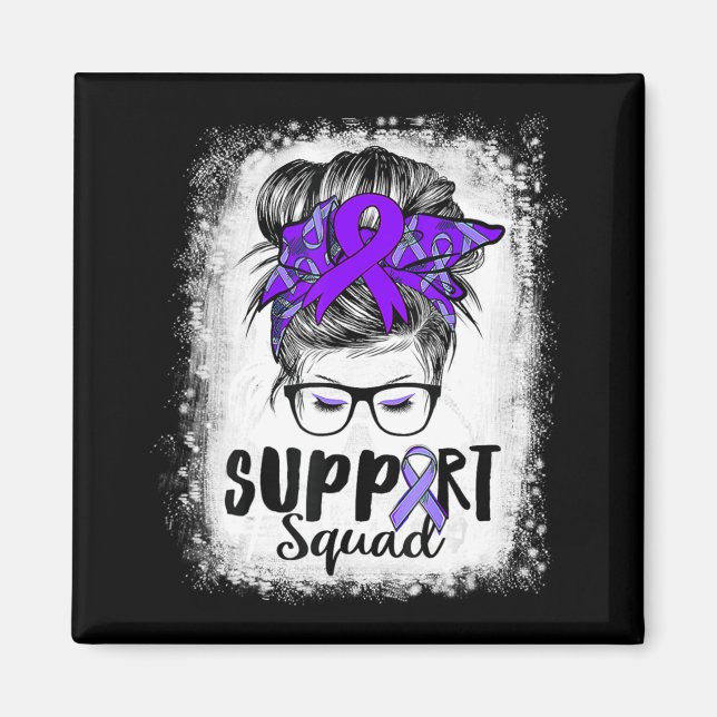 Support Squad Messy Bun Lila Warrior Epilepsy A Magnet (Framsidan)