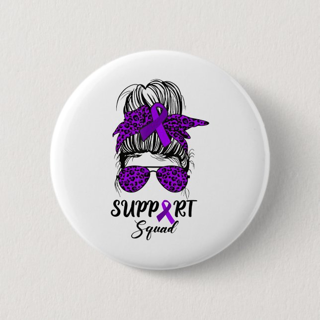 Support Squad Messy Bun Lila Warrior Heimerheime Knapp (Framsida)