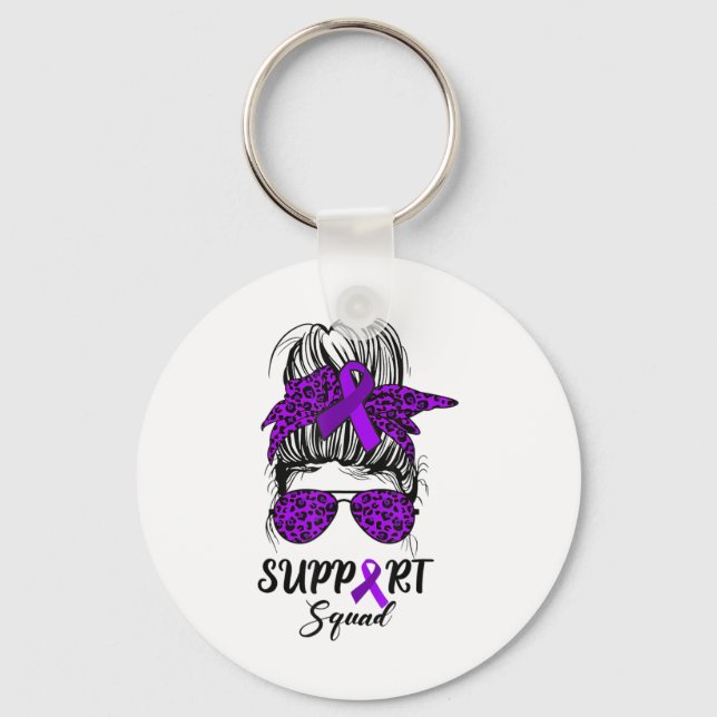 Support Squad Messy Bun Lila Warrior Heimerheime Nyckelring (Framsida)