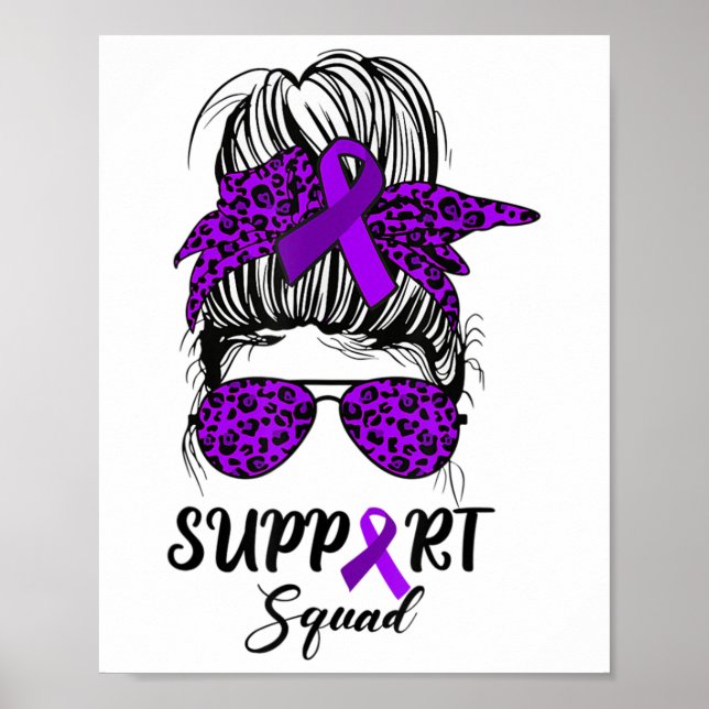 Support Squad Messy Bun Lila Warrior Heimerheime Poster (Framsidan)