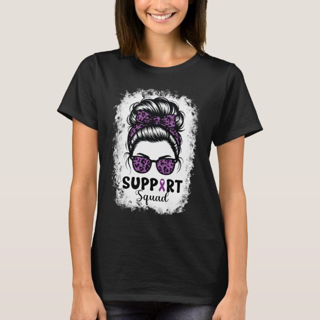 Support Squad Messy Bun Lila Warrior T Shirt (Framsida)