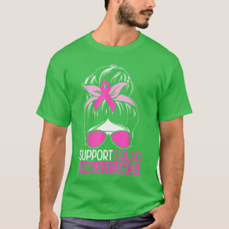 Support Squad Messy Bun Pink Warrior Awareness T Shirt