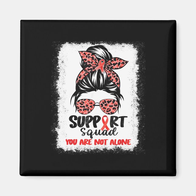 Support Squad Messy Bun Red Warrior Blood Cancer A Magnet (Framsidan)