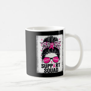 Support Squad Messy Bun Rosa Breast Cancer Awarene Kaffemugg