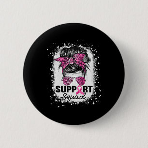 Support Squad Messy Bun Rosa Breast Cancer Awarene Knapp