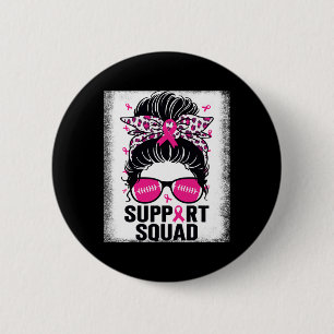 Support Squad Messy Bun Rosa Breast Cancer Awarene Knapp