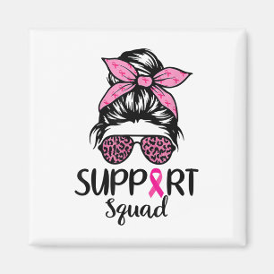 Support Squad Messy Bun Rosa Breast Cancer Awarene Magnet