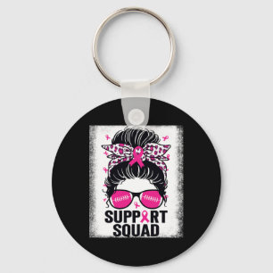 Support Squad Messy Bun Rosa Breast Cancer Awarene Nyckelring