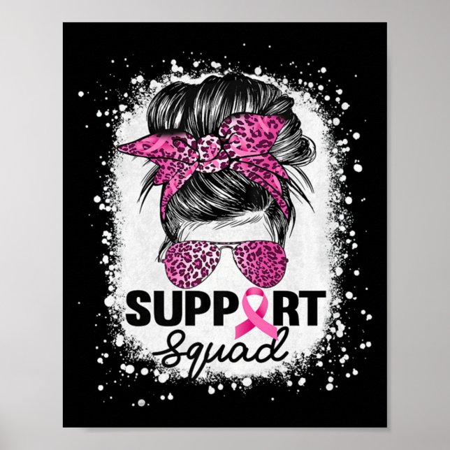 Support Squad Messy Bun Rosa Breast Cancer Awarene Poster (Framsidan)