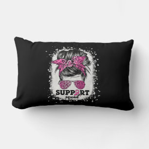 Support Squad Messy Bun Rosa Ribbon Breast Cancer Lumbarkudde