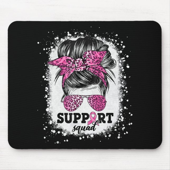 Support Squad Messy Bun Rosa Ribbon Breast Cancer Musmatta (Framsidan)