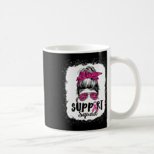 Support Squad Messy Bun Rosa Warrior Breast Cancer Kaffemugg