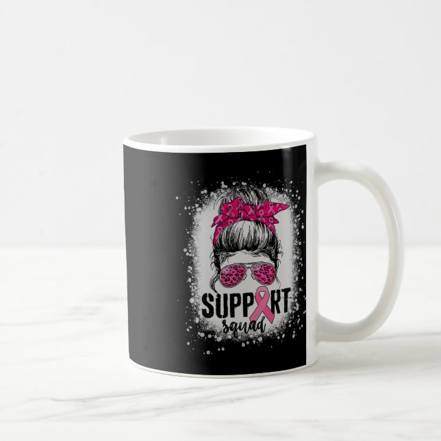 Support Squad Messy Bun Rosa Warrior Breast Cancer Kaffemugg (Höger)