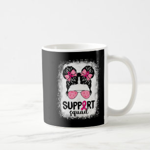 Support Squad Messy Bun Rosa Warrior Breast Cancer Kaffemugg