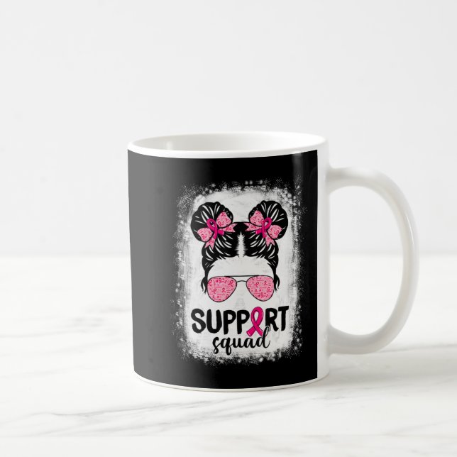 Support Squad Messy Bun Rosa Warrior Breast Cancer Kaffemugg (Höger)