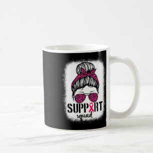 Support Squad Messy Bun Rosa Warrior Breast Cancer Kaffemugg