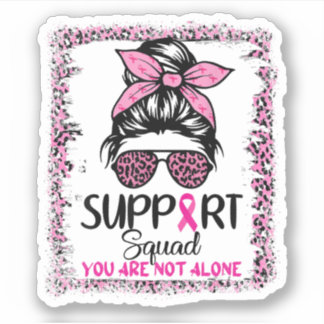 Support Squad Messy Bun Rosa Warrior Breast Cancer Klistermärken