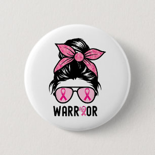 Support Squad Messy Bun Rosa Warrior Breast Cancer Knapp