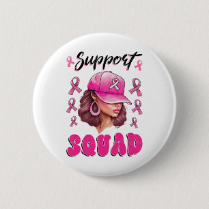 Support Squad Messy Bun Rosa Warrior Breast Cancer Knapp