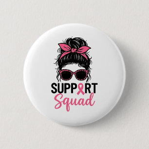 Support Squad Messy Bun Rosa Warrior Breast Cancer Knapp
