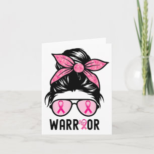 Support Squad Messy Bun Rosa Warrior Breast Cancer Kort