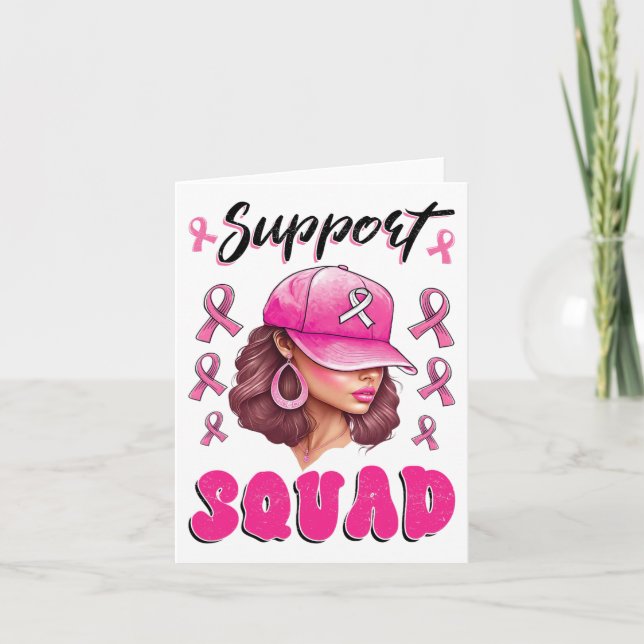 Support Squad Messy Bun Rosa Warrior Breast Cancer Kort (Framsida)