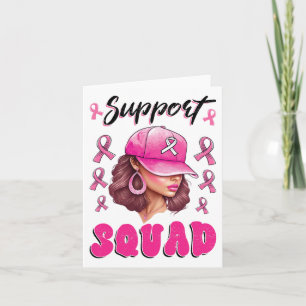 Support Squad Messy Bun Rosa Warrior Breast Cancer Kort