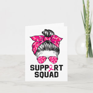 Support Squad Messy Bun Rosa Warrior Breast Cancer Kort