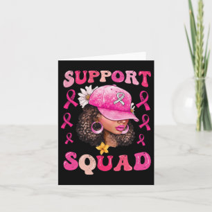 Support Squad Messy Bun Rosa Warrior Breast Cancer Kort