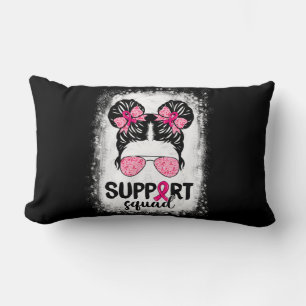 Support Squad Messy Bun Rosa Warrior Breast Cancer Lumbarkudde