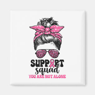 Support Squad Messy Bun Rosa Warrior Breast Cancer Magnet