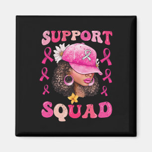 Support Squad Messy Bun Rosa Warrior Breast Cancer Magnet