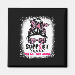 Support Squad Messy Bun Rosa Warrior Breast Cancer Magnet